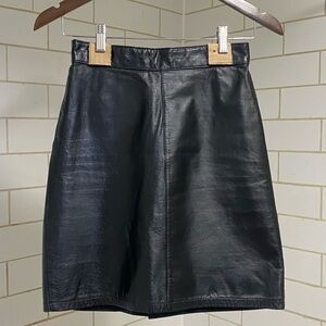 Women’s Black Leather High Waisted Skirt